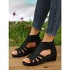 Summer New Large Size Slope Heel Hollow Back Zipper Casual Sandals