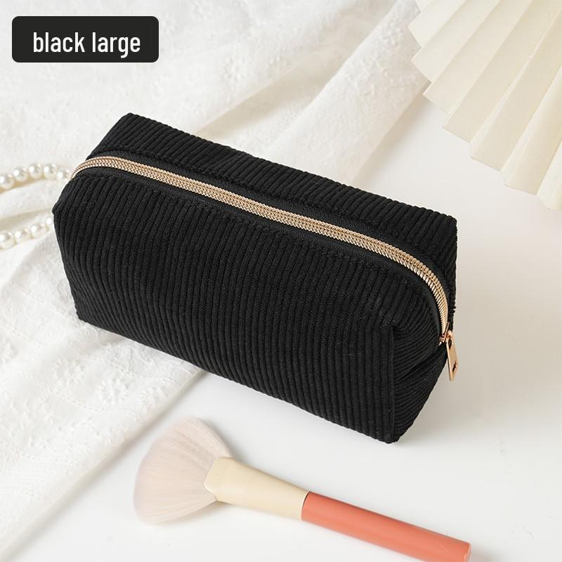 Korean Style Corduroy Pencil Case for Women, Large Capacity, High-Value Appearance, Versatile for Stationery or Makeup Brushes