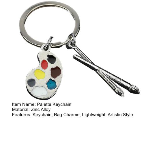 2PCS Palette Keychain with Metal Chain Buckle Keyring Easy Carry Durable Alloy Artistic Palette Shape Key Holder for Art Lovers Bag Charms