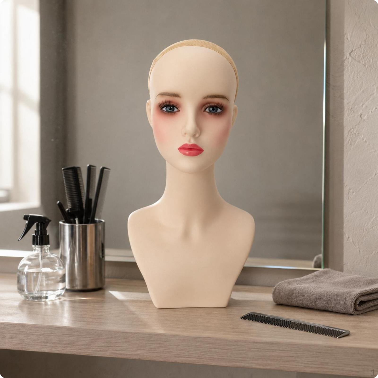 Mannequin Head with Shoulders Matte Finish