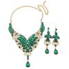 Elegant Rhinestone Water Drop Necklace Set - High-End European & American Court Style Jewelry for Women