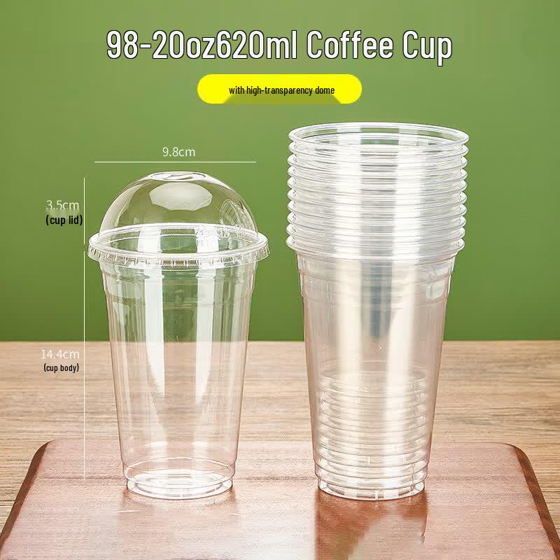 Disposable PET Milk Tea & Coffee Cups with Dome Lids