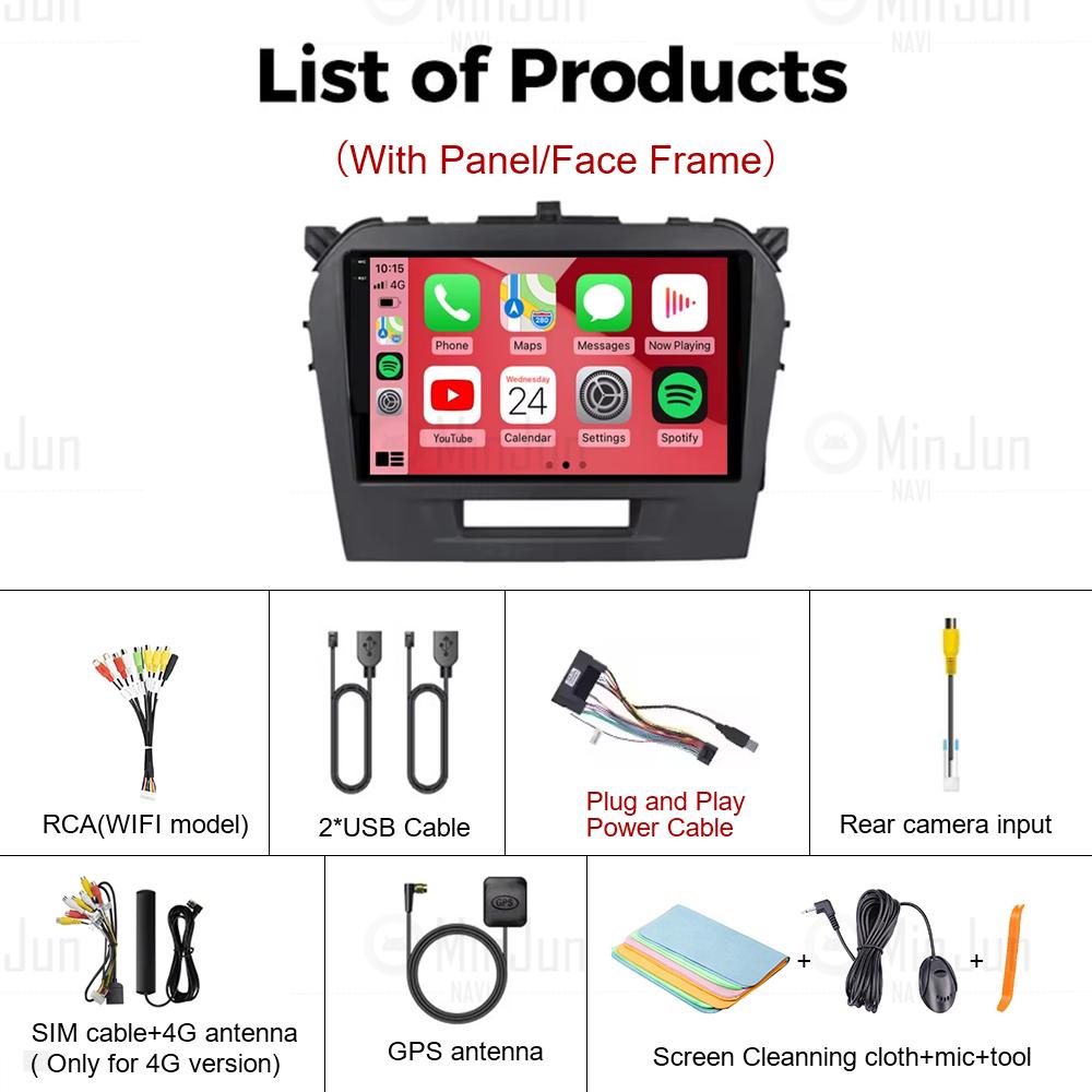 Android 14 Carplay Auto 2K Screen Car Radio Multimedia Player For Suzuki Vitara 2017 2018 2019 2020 Autoradio Stereo Head Unit