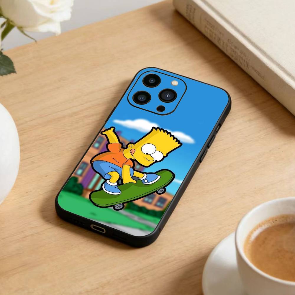 The D-Simpsons Cartoon Phone Case For iPhone 17 16 15 14 13 12 Max Plus Silicone Black Cover