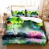 Green Flower Duvet Cover Set Double Bed With Pillowcase Lotus Bedding Set King Size 3pcs 2pcs Single Twin Full 200x200 220x240cm