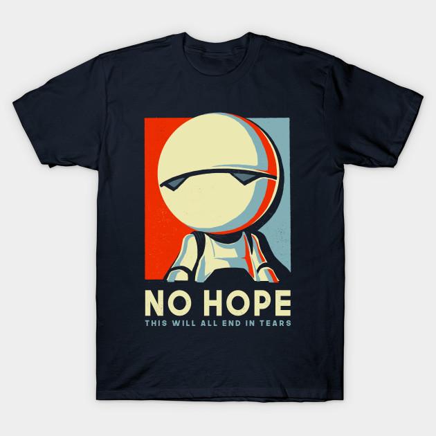 Men Black Print T-shirt No Hope Sign - Vote Marvin Paranoid Android - Hitchhiker S Guide To The Galaxy No-Cut Transfer Paper Print Cotton Tshirt XL тёмно-синий