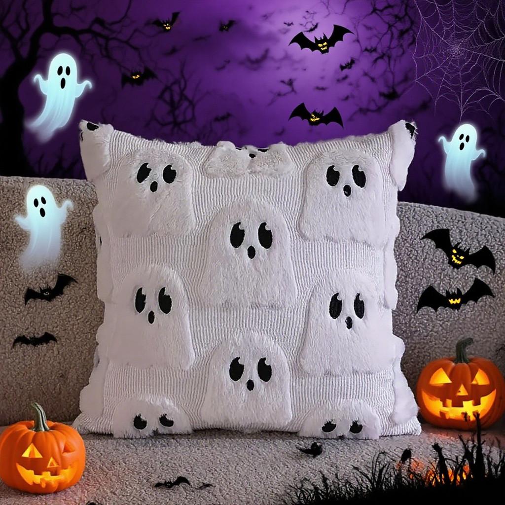 Ghost Halloween Cushion Cover Made Polyester Fun Design Living Room Decoration