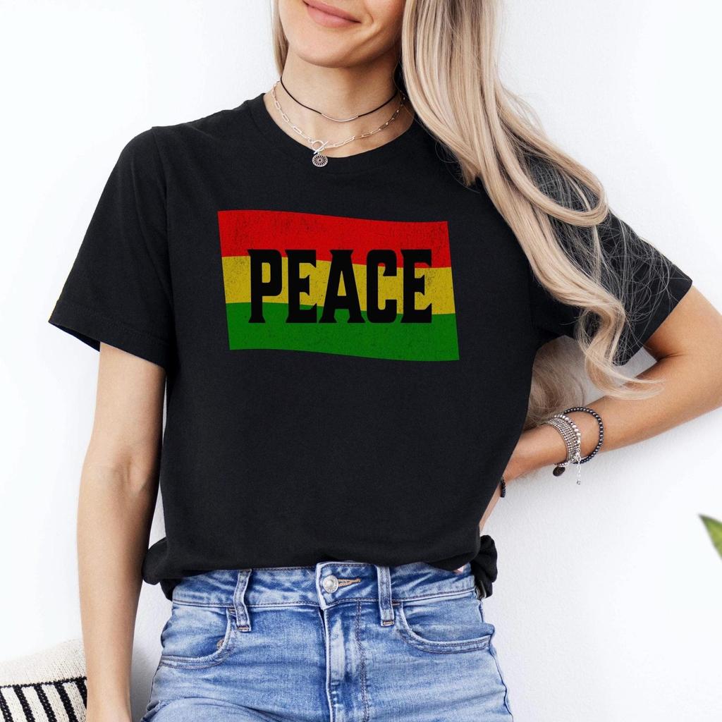 T-shirt Pace, T-shirt Reggae, Maglietta Rasta Unisex, Maglietta Marley, Maglietta Leone Rasta, T-shirt Vintage Musica Reggae, Regalo Festival Reggae, One Love