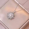 Women's Rotating Zircon Flower Pendant Necklace - New Titanium Steel Design
