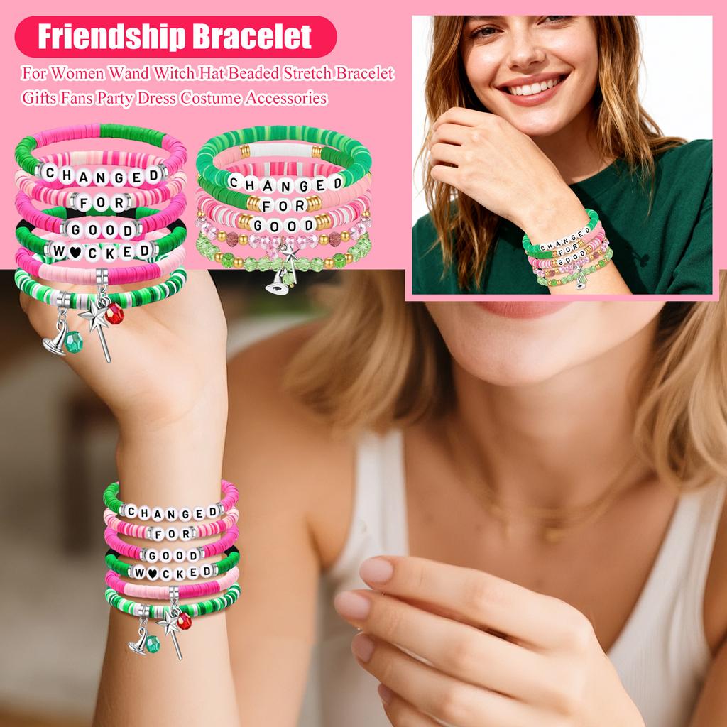 Friendship Bracelet For Women Wand Witch Hat Beaded Stretch Bracelet Gifts Fans Party Dress Costume Accessories