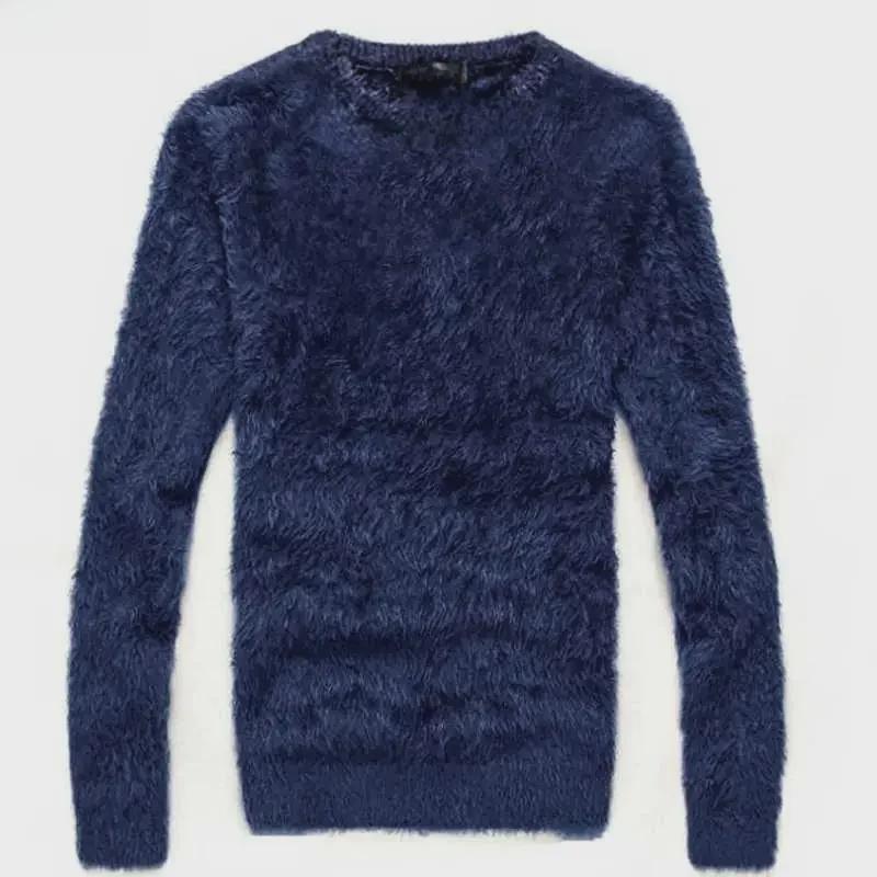 Men's Slim V-Neck Wool Sweater - Autumn/Winter Korean Style, Plush Seahorse Hair, Thick, Trendy