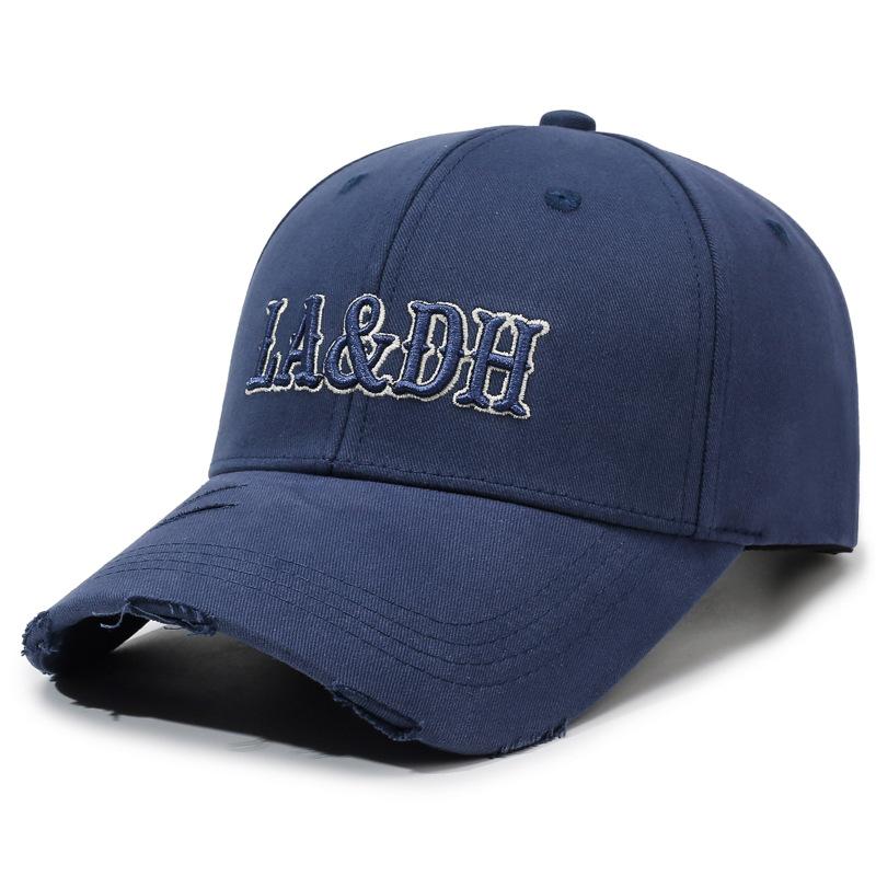 Embroidered Letter Baseball Cap Unisex Outdoor Rough Hard Top Cap Couple Sun Hat темно-синий