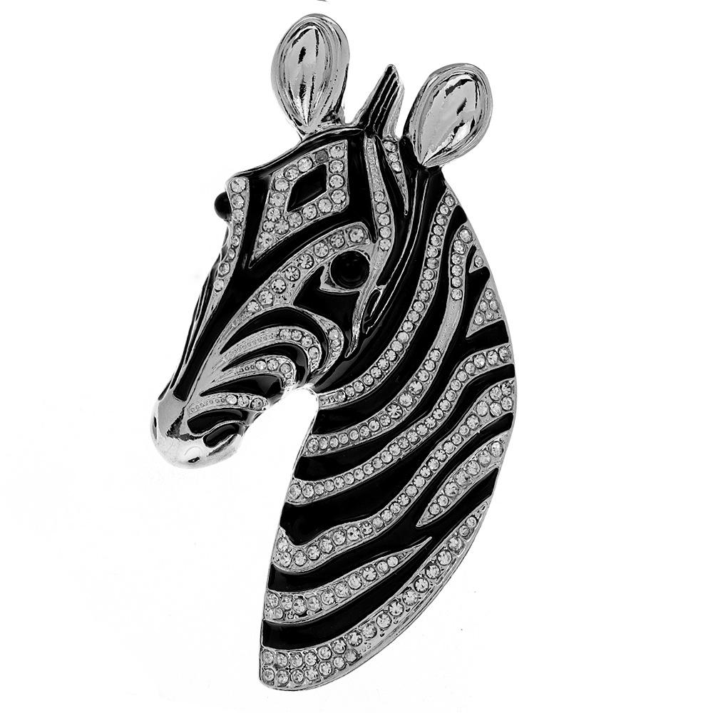 

Classic Women Men Palace Style Zebra Full Crystal Badges Pins Vintage Casual Unisex Baroque Animal Middle Design Coat Brooches