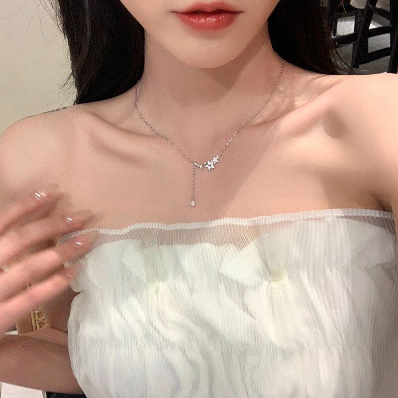 Tassel Star Necklace Women's Simple Fashion High Sense Small Star Pendant Niche Design Diamond Clavicle Chain