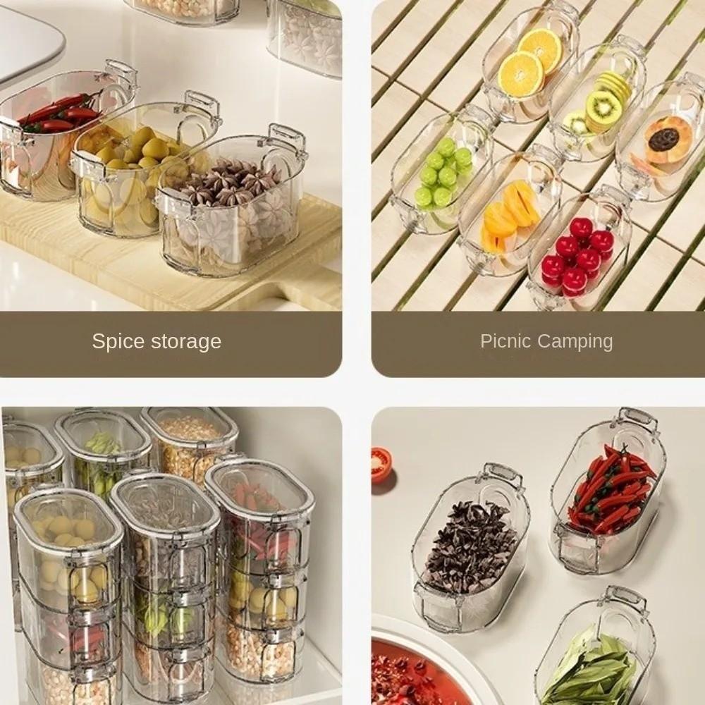 Transparent Seasoning Spice Box 1/3/5 Layers Food Storage Box Salt Jar  Spices Beans Nuts