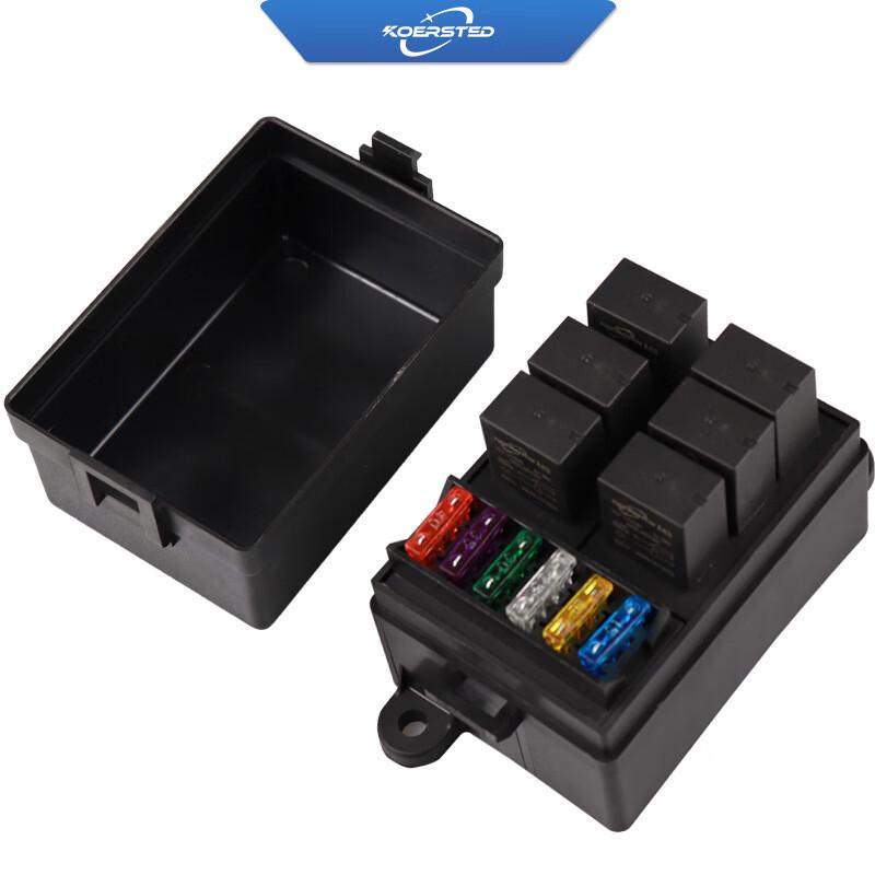 Koersted 6-Way Automotive Fuse Box with Relay CN plug (adapter included)