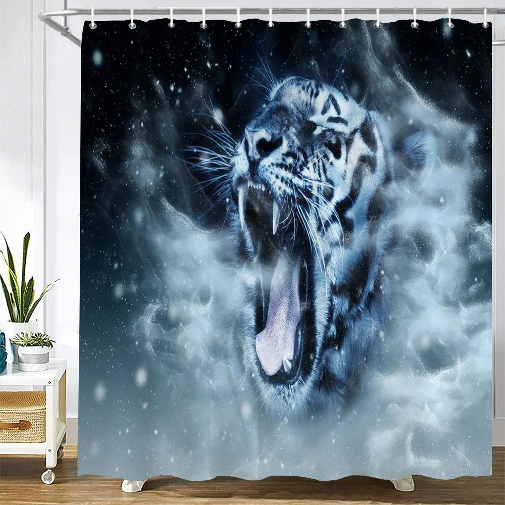Waterproof Polyester Fabric Shower Curtains Forest Tiger Bear Animal Printing Bathroom Curtains for Home Decoration Curtain