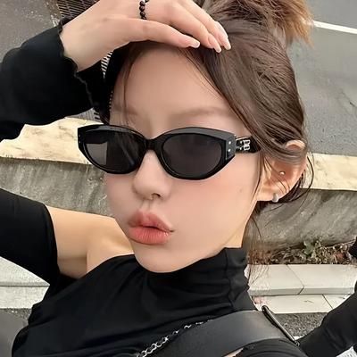 Kleine Ovale Sonnenbrille Damen Herren Retro Luxus Weiblich Männlich Spiegel Klar Designer Brille Sexy Marke Schwarz Sonnenbrille