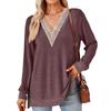 Women's Loose Autumn V-neck Top Casual Women's Solid Color T-shirt New Women's Long Sleeves