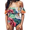 One-Piece Swimsuit Bodysuit Flowers Boho Pl