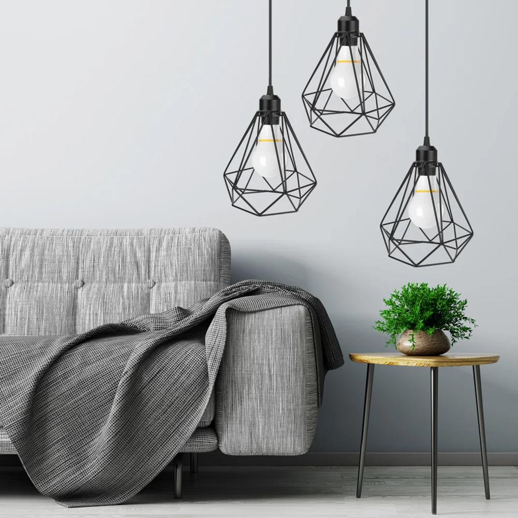 New Vintage Black Iron Pendant Light Fixture with Stylish Industrial Lampshade for Modern Kitchen or Bedroom Illumination