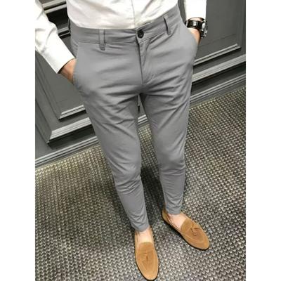 Men's Slim-fit Casual Pants Elastic Business Trousers Versatile Trend Thin Straight Men's Pants New Light Luxury Solid Color