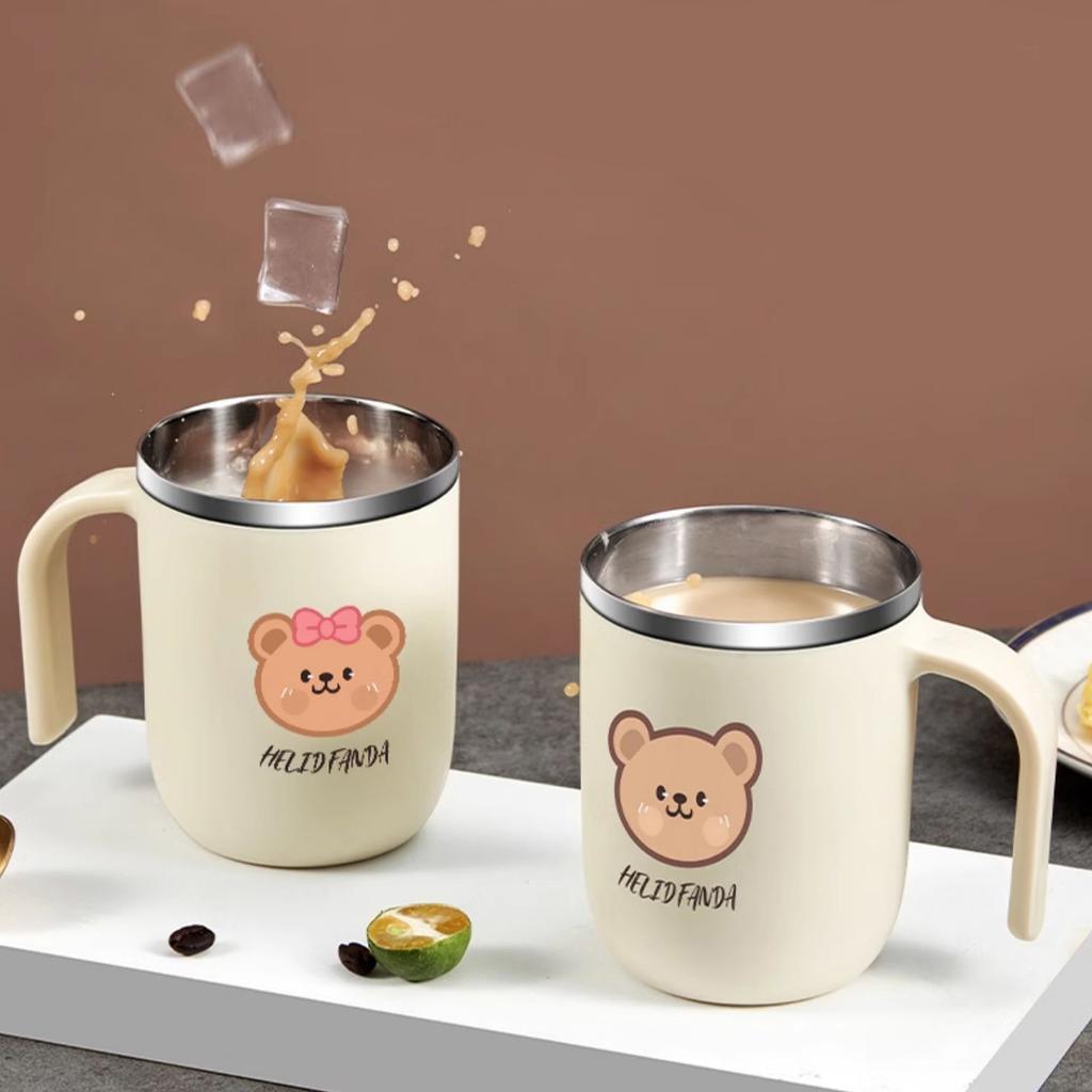 Portable Thermos Mug With Handle 304 Stainless Steel Milk Tea Coffee Cup Double Layer Heat-resisting Water Mug Tumbler