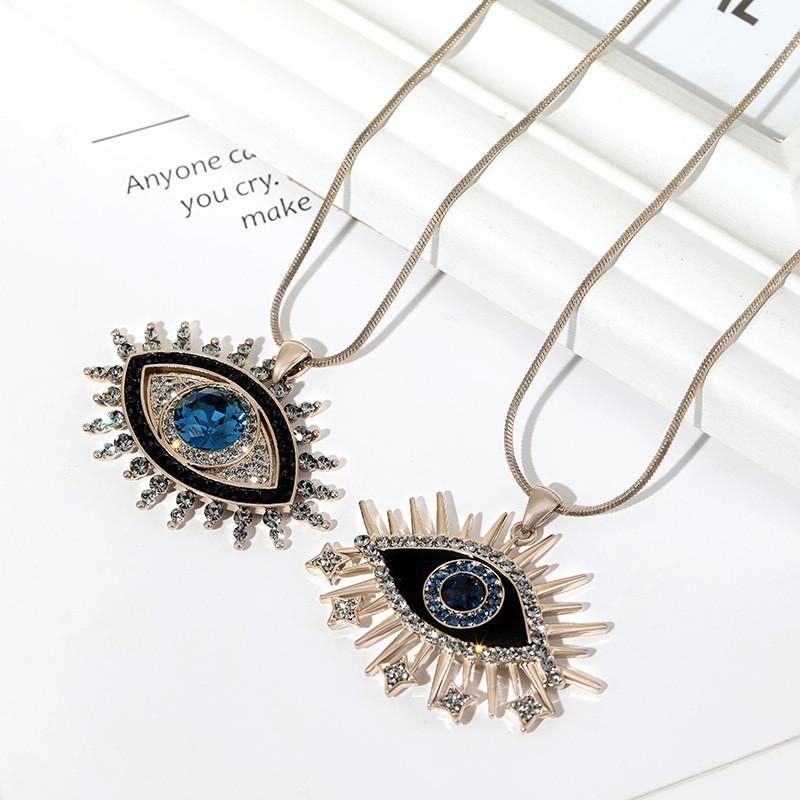Stunning Long Necklace With Devil Eye Design In Durable Titanium Steel Material For Women