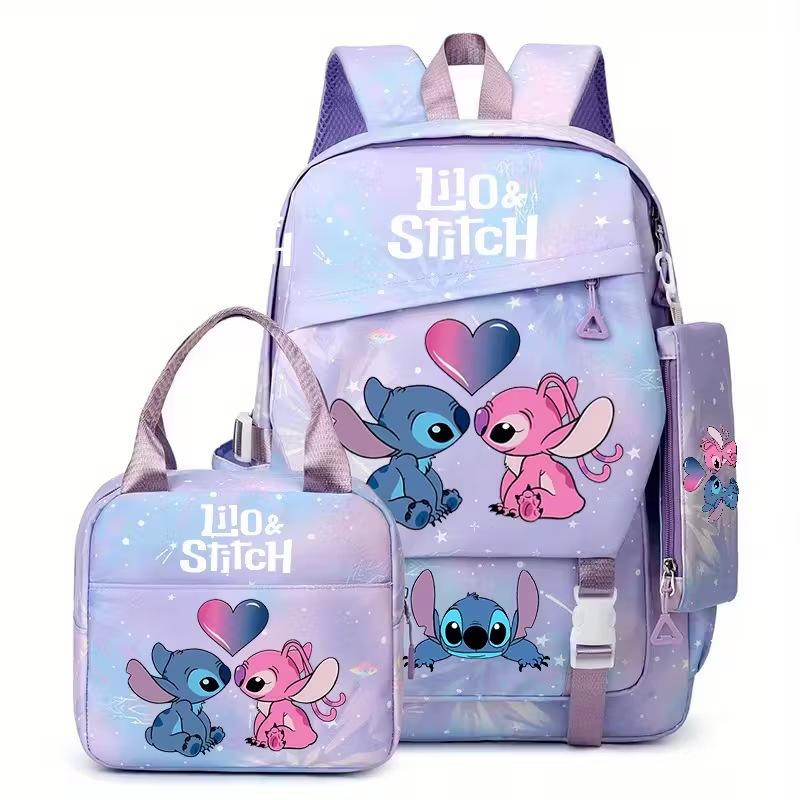 Large Capacity Schoolbag with Shoulder Strap; Student Three-piece Pencil Case Set