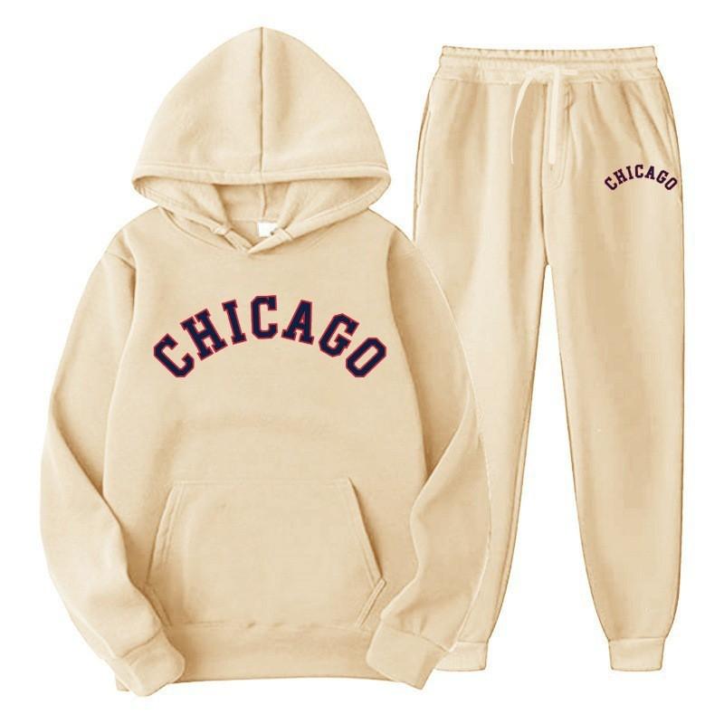 Mens Hooded Tracksuit Set Long Sleeve Sweatshirt Fleece Lined Casual Sportswear