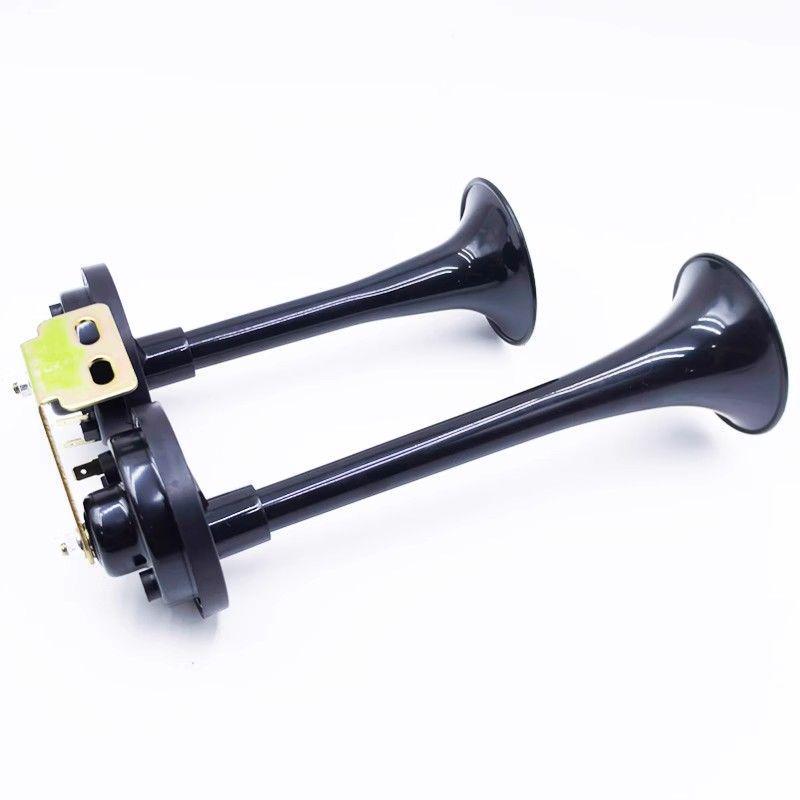 Super Loud Waterproof Dual Trumpet Electric Horn for 12V/24V Vehicles, Trucks, Motorcycles, and More.