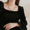 Love Pearl Necklace Asymmetrical Splicing Design Sense Niche Neck Chain Accessories Simple Individual Cold Wind Collarbone Chain