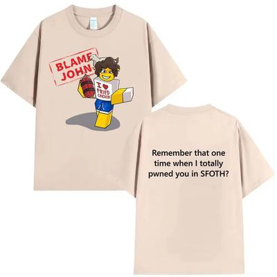 Meme T-Shirts Lustig Gib John Shedletsky die Schuld Verlassen Retro Harajuku Übergroßes T-Shirt Druck Baumwolle Mode T-Shirt Unisex