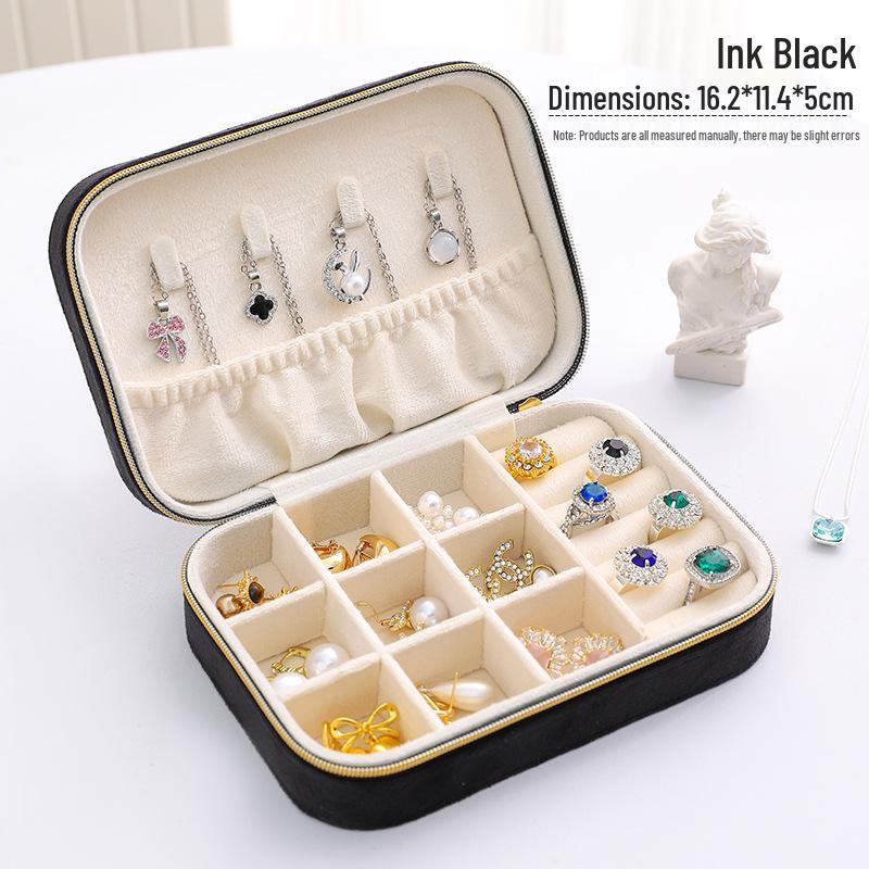 Vintage Samt Oval Schmuckaufbewahrungsbox mit Reißverschluss - Mini Tragbare High-End Verpackung