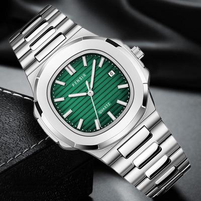 Fins 2030 Nautilus Men's Square Quartz Watch with Calendar - Fashionable and Unique Design