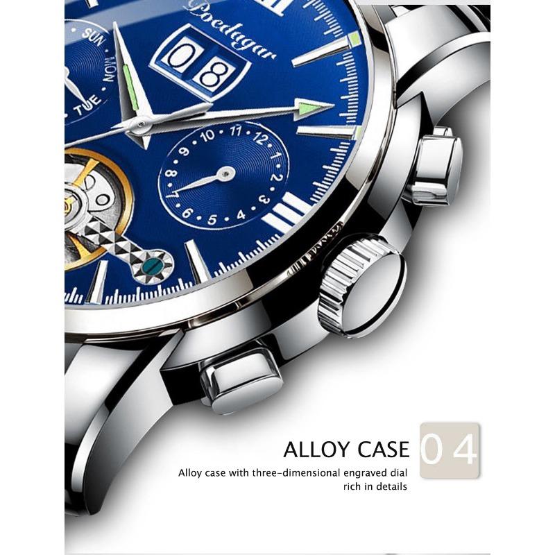 POEDAGAR Business Watch Men Luxury Fashion Stainless Steel Sport Watches Masculino
