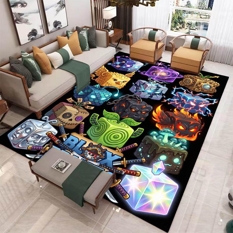 3D game B-blox fruits printed carpet Non-slip carpet outdoor carpets area rug Home bedroom decor rug for bedroom birthday gift