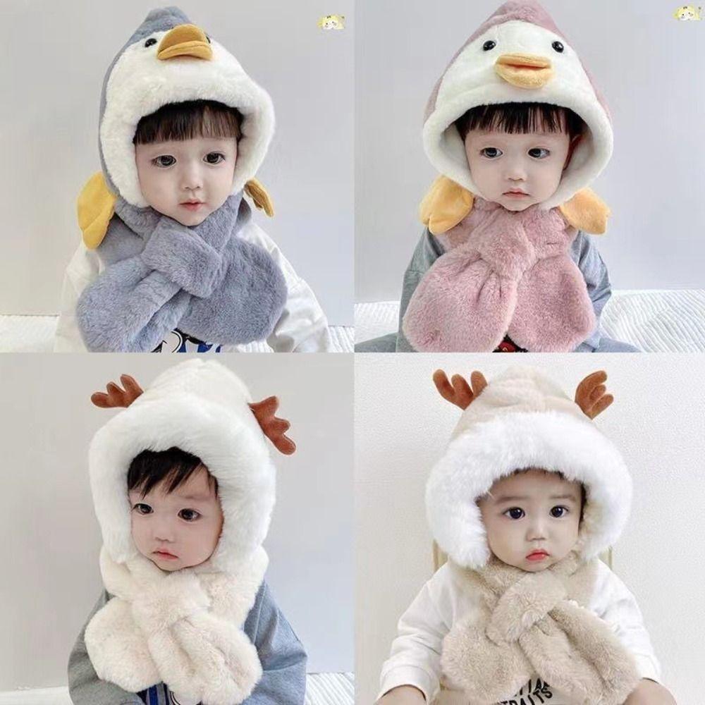 

Xmas Antlers/Yellow Duck Windproof Baby Cap Cartoon Warm Ear Protect Cap for Boys Girls pink-Deer Antler