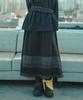 COMONINOZ W Tiered Check Skirt [Black]