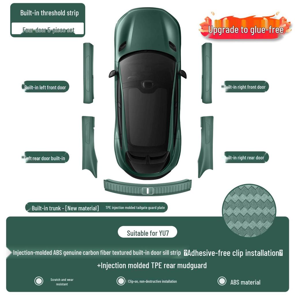 Xiaomi YU7 Adhesive-Free Carbon Fiber Welcome Pedal & Rear Bumper Protector