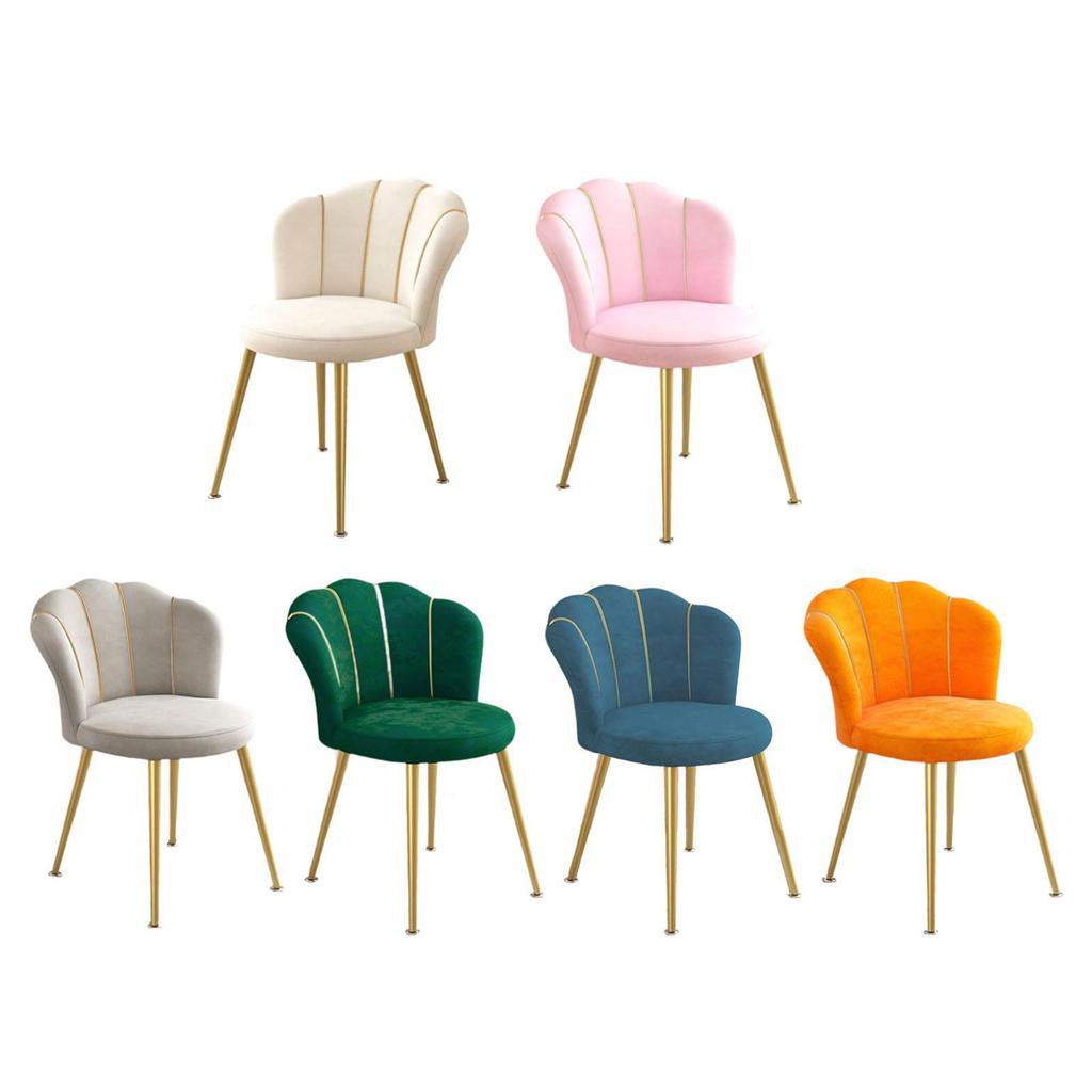 Vanity Chair Light Luxury Upholstered Seat for Beauty Salon Dining Room Cafe Beige