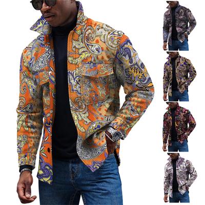Men's Fashion Trend Daily Casual Printed Long Sleeve Button Down Jacket