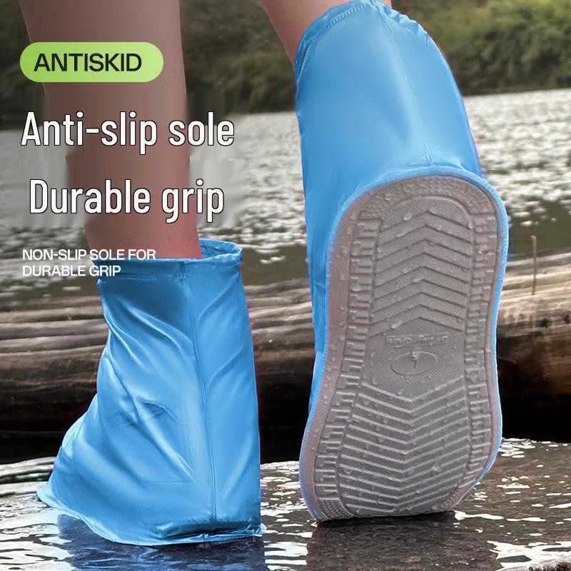 Men's and Women's Waterproof Non-slip Reusable PVC Shoe Covers - Adult Rainproof and Wear-resistant Design