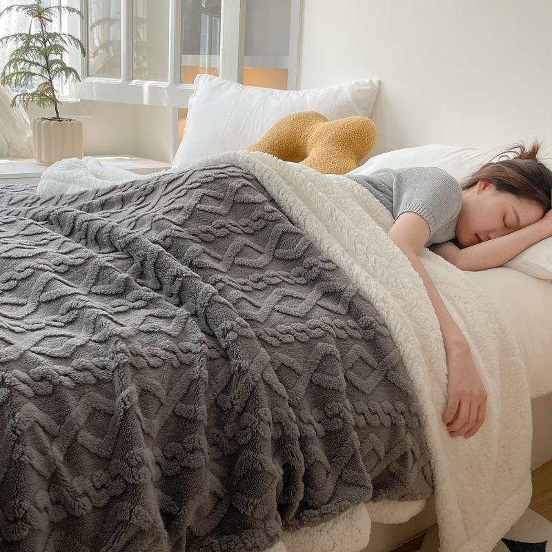 Winter Taf Velvet Double-Layer Coral Fleece Blanket - Lambswool Sofa Throw, Autumn/Winter Quilt