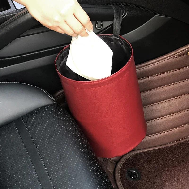 Foldable Car Trash Can Interior Rubbish Container Waste Organizer Holder Car Storage Busket Waterproof Garbage Car Garbage Bin