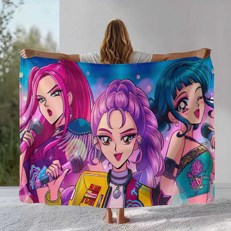 K-Pop Demon Hunters Golden Saja Boys Coperta di Flanella, Coperta in Peluche Ultra Morbida e Calda per Casa Camera da Letto Letto Divano Copertura Ufficio Picnic