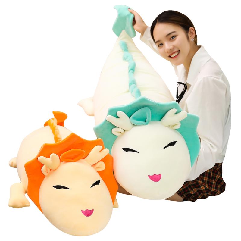Non-Toxic Cute Dragon Plush Toy 90-150Cm Soft White Long Pillow Three Colors Dinosaur Stuffed Sleeping Cushion Gift Cartoon