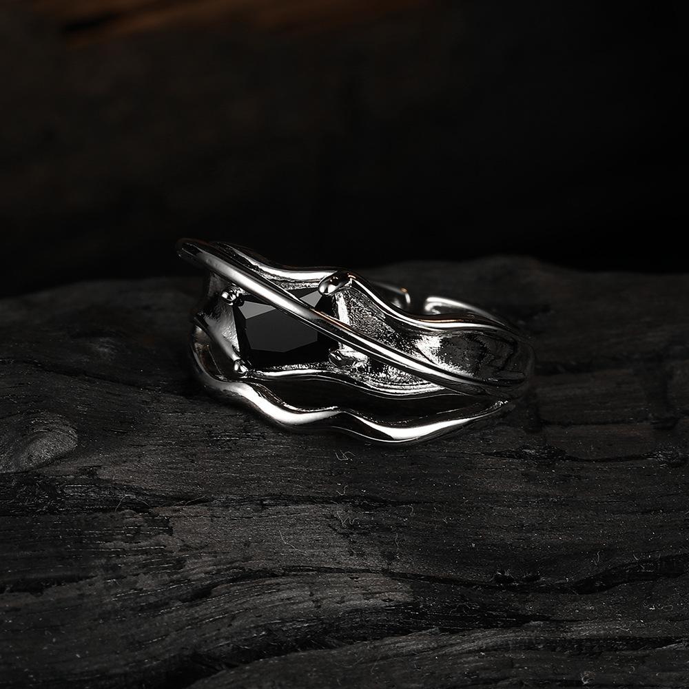 Double Layer Line Ring Women Exaggerated Personality Zirconia Ring 925 Sterling Silver Female Bridal Wedding Finger Accessories