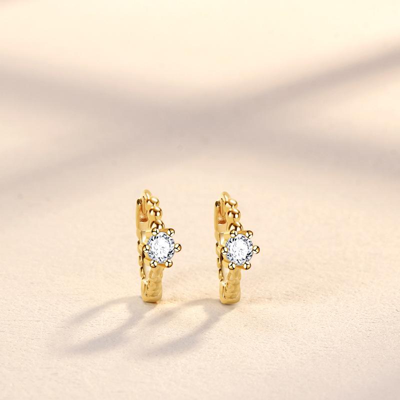 Single Diamond Ear Buckle Women's Simple and Small Temperament Niche High-end Design Sense Diamond Earrings Girls Gift