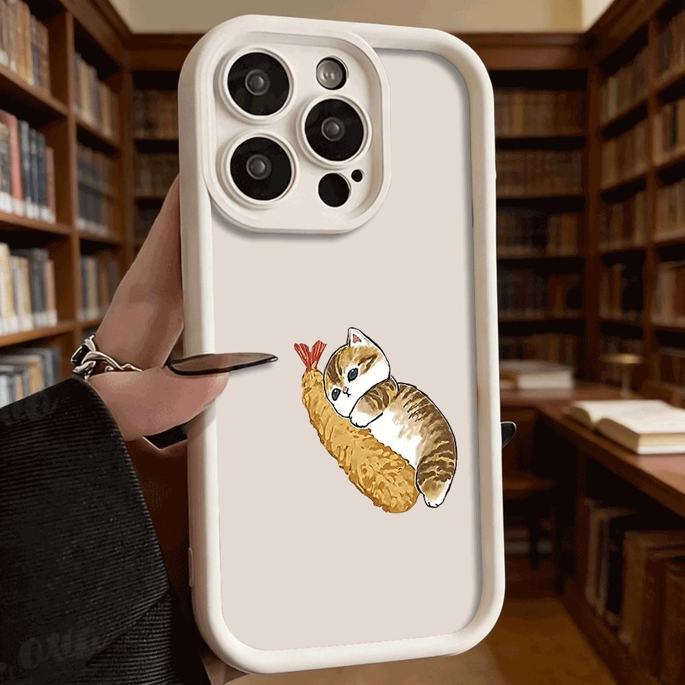 Cat Hugging Tempura Shrimp Soft TPU Shockproof Case For Xiaomi Redmi Note 15 14 13 12 11 Pro Anti-Fall Protective Back Cover
